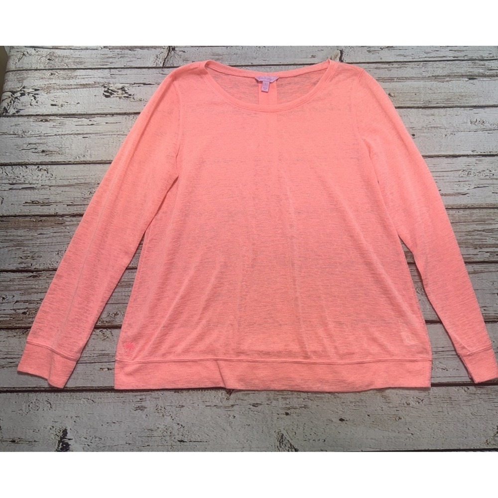 Lilly Pulitzer Lightweight Slub Knit Pullover‎ Sweater Coral Pink Women's Large